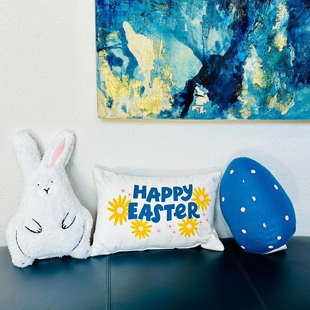 NWT Target Easter 2024 Blue Easter Egg Throw Pillow
